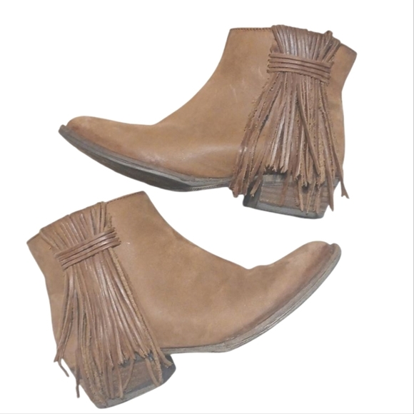 Circle G Brown Suede Fringe Ankle Boots Women's Tan Western Booties Size… - Picture 1 of 11